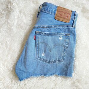 Levi's High Rise Distressed Denim Shorts